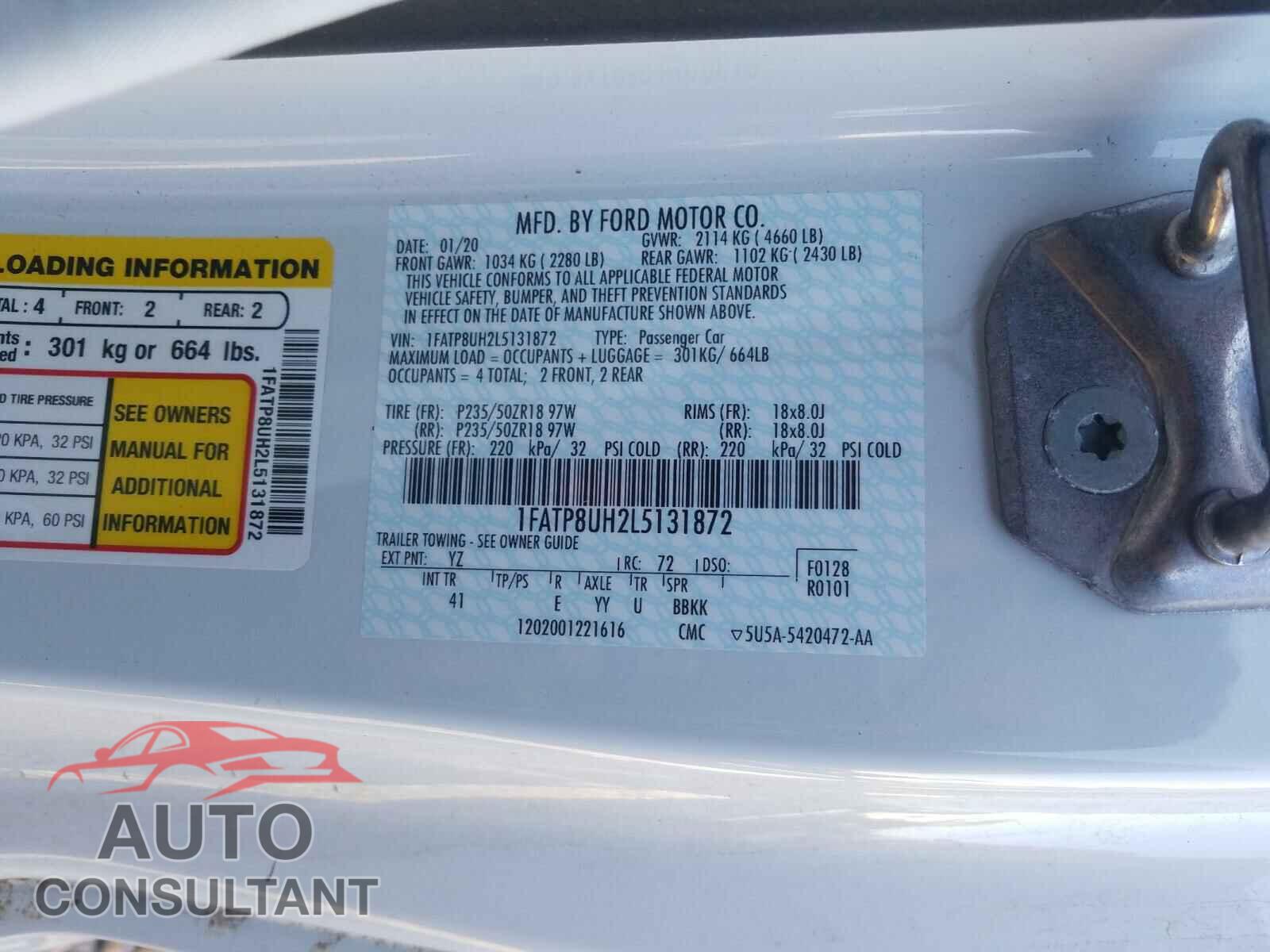 FORD MUSTANG 2020 - 1FATP8UH2L5131872
