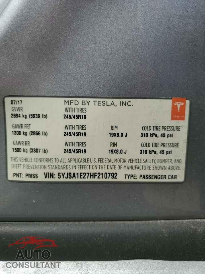 TESLA MODEL S 2017 - 5YJSA1E27HF210792