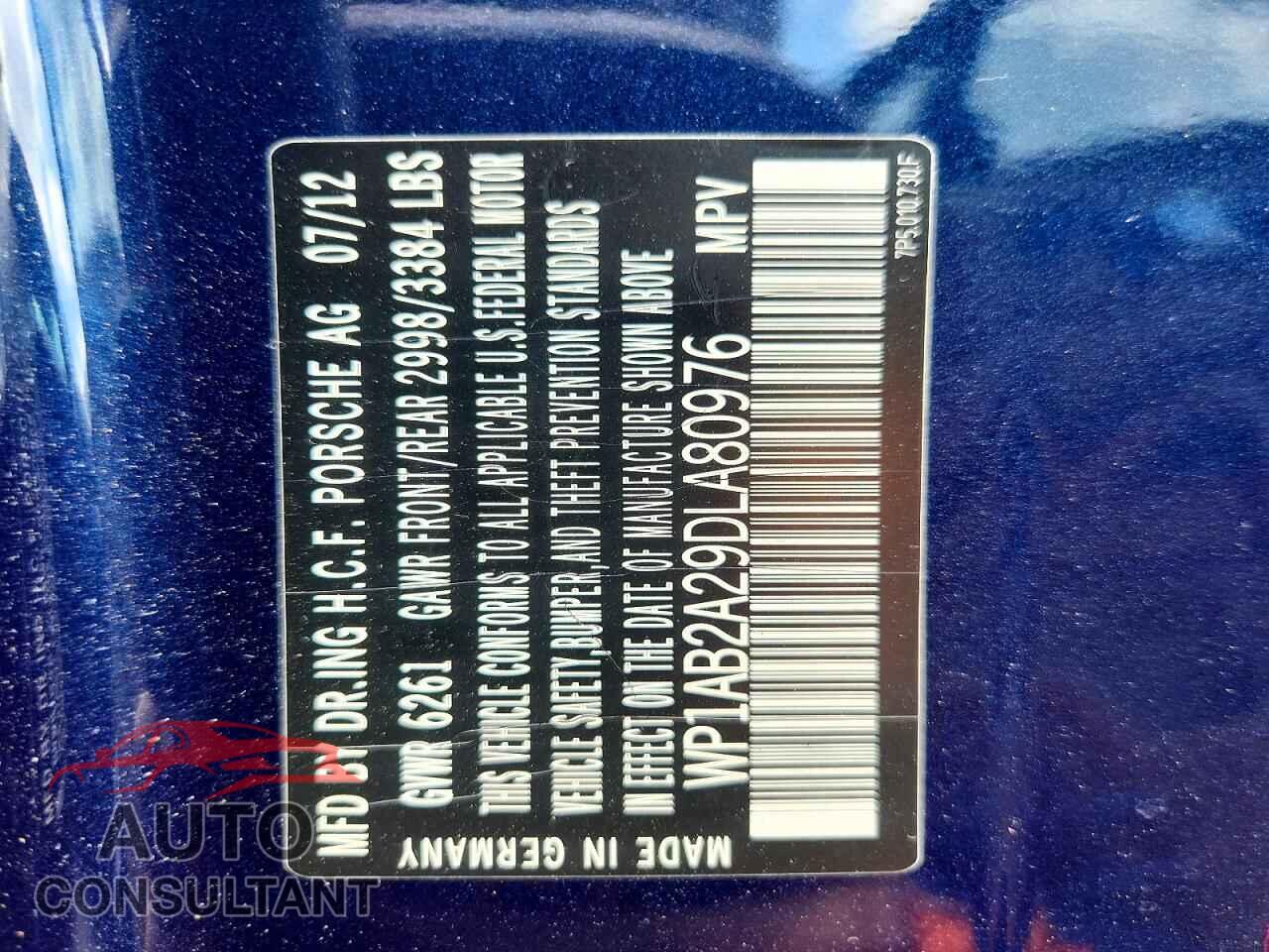 PORSCHE CAYENNE 2013 - WP1AB2A29DLA80976