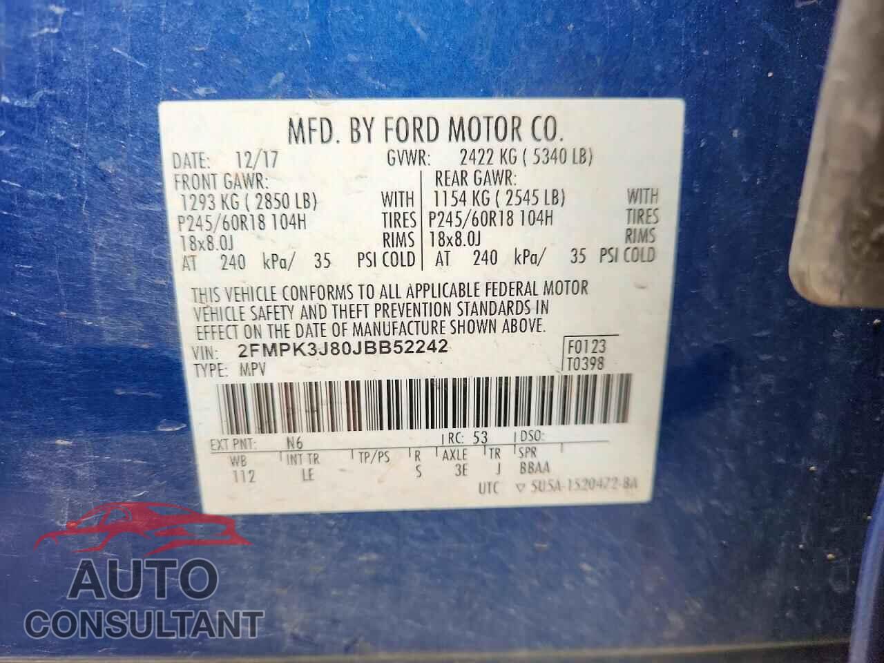 FORD EDGE 2018 - 2FMPK3J80JBB52242