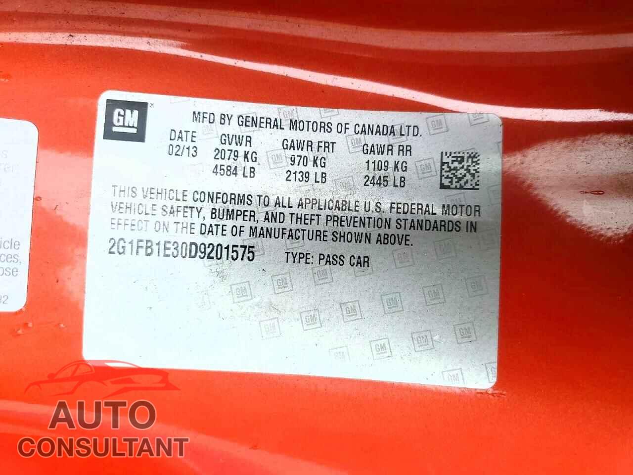 CHEVROLET CAMARO 2013 - 2G1FB1E30D9201575