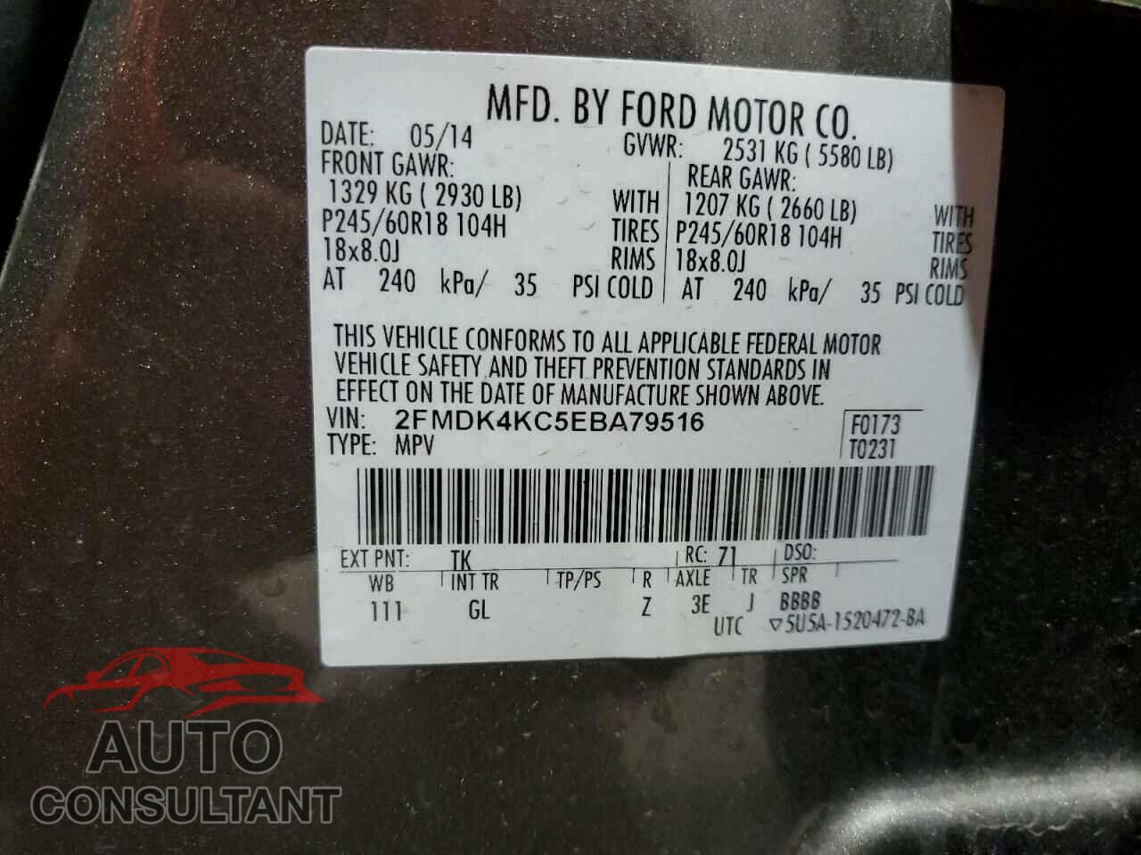 FORD EDGE 2014 - 2FMDK4KC5EBA79516