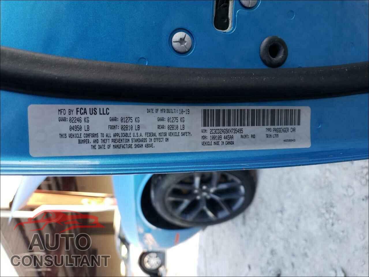 DODGE CHALLENGER 2019 - 2C3CDZAG5KH735495