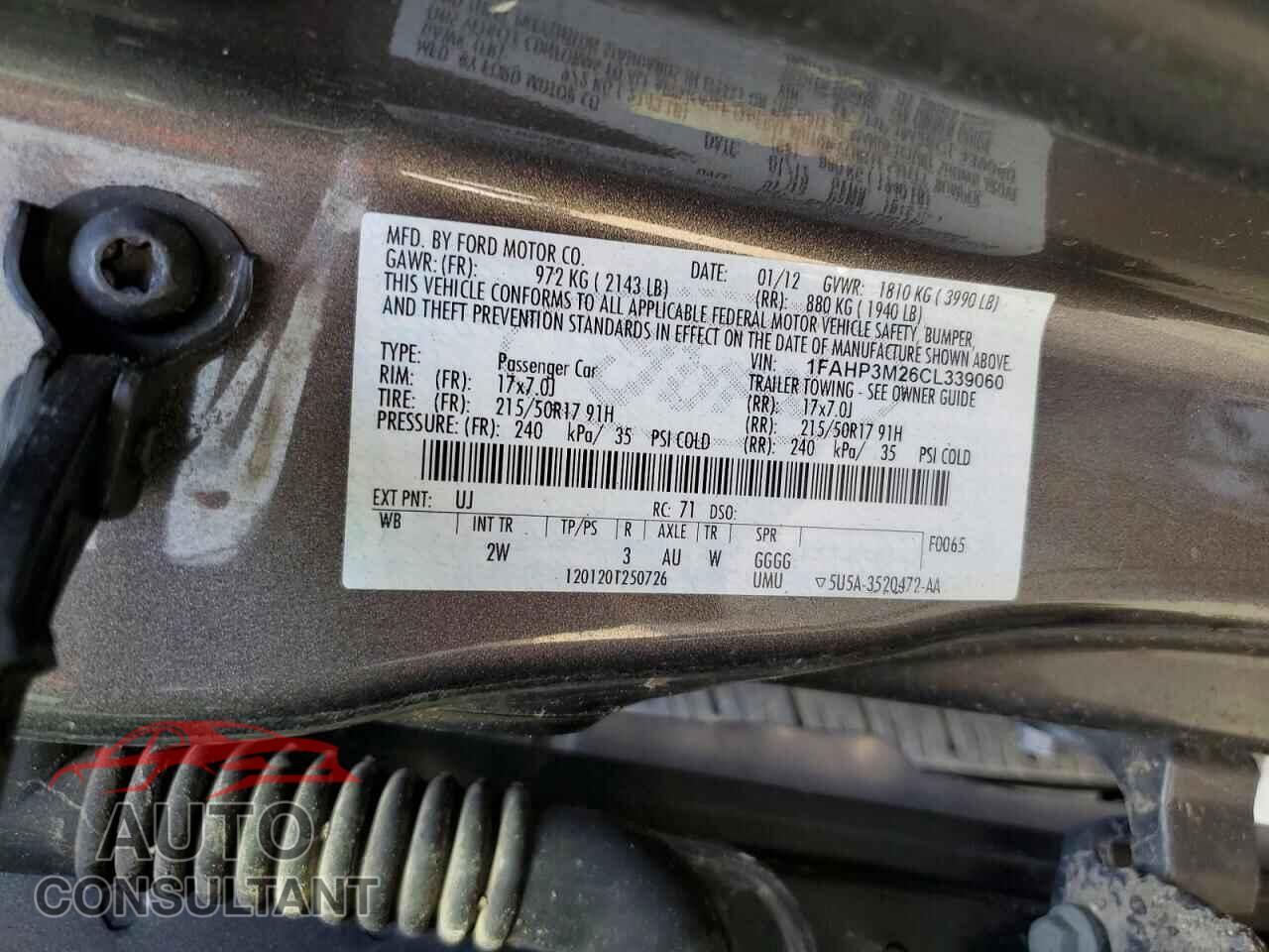 FORD FOCUS 2012 - 1FAHP3M26CL339060