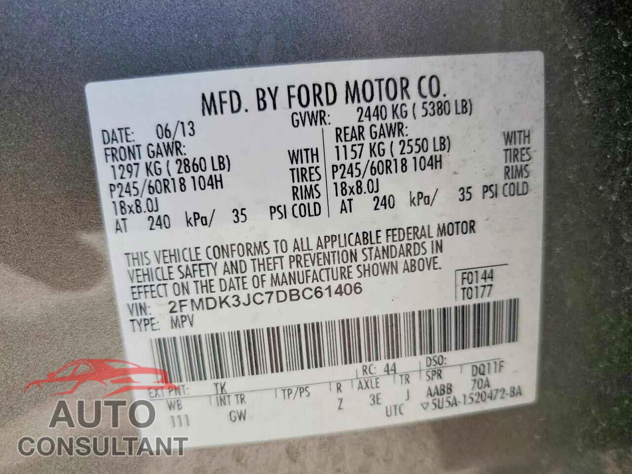 FORD EDGE 2013 - 2FMDK3JC7DBC61406