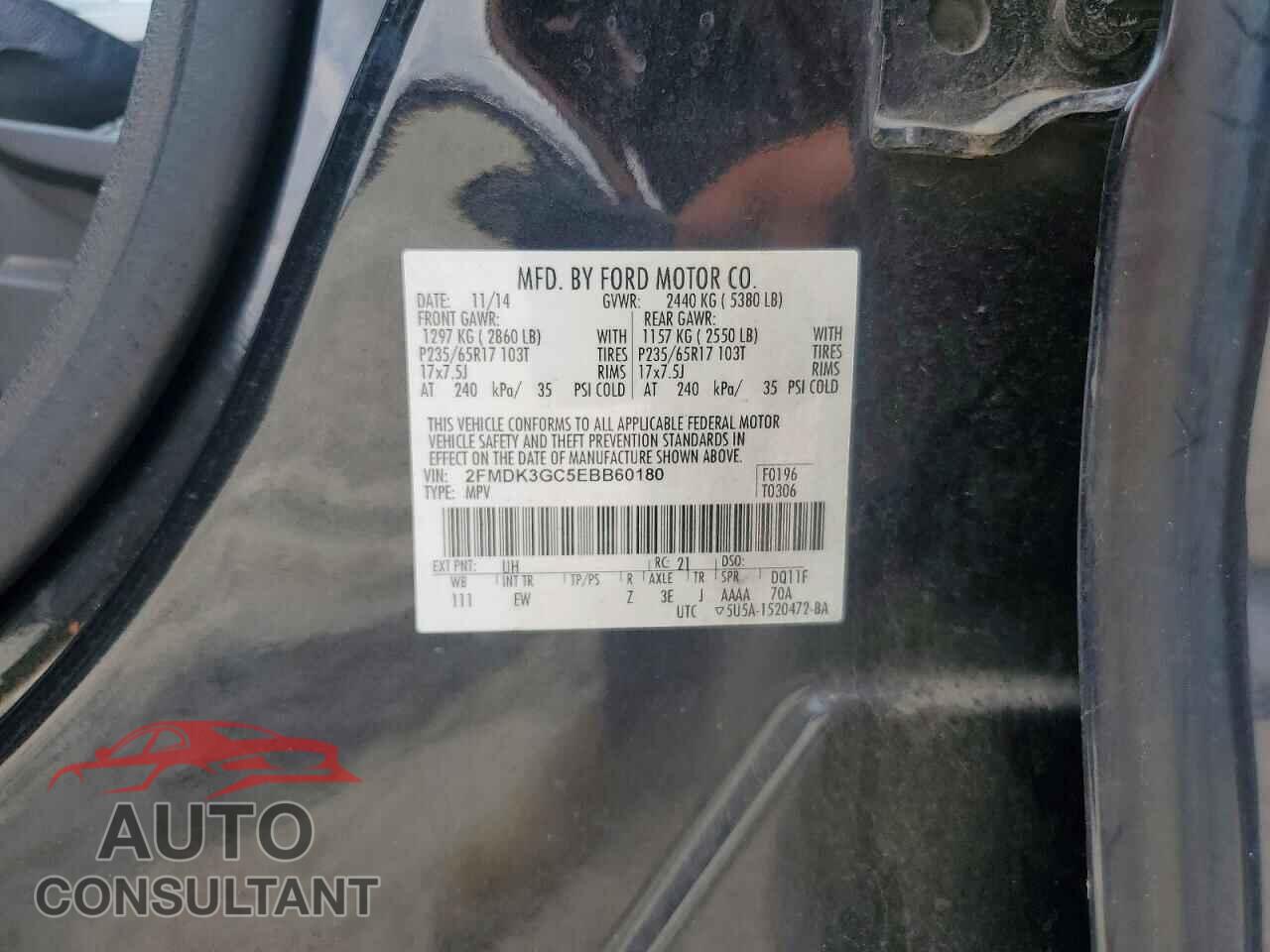 FORD EDGE 2014 - 2FMDK3GC5EBB60180