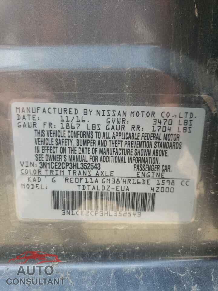 NISSAN VERSA 2017 - 3N1CE2CP3HL352543