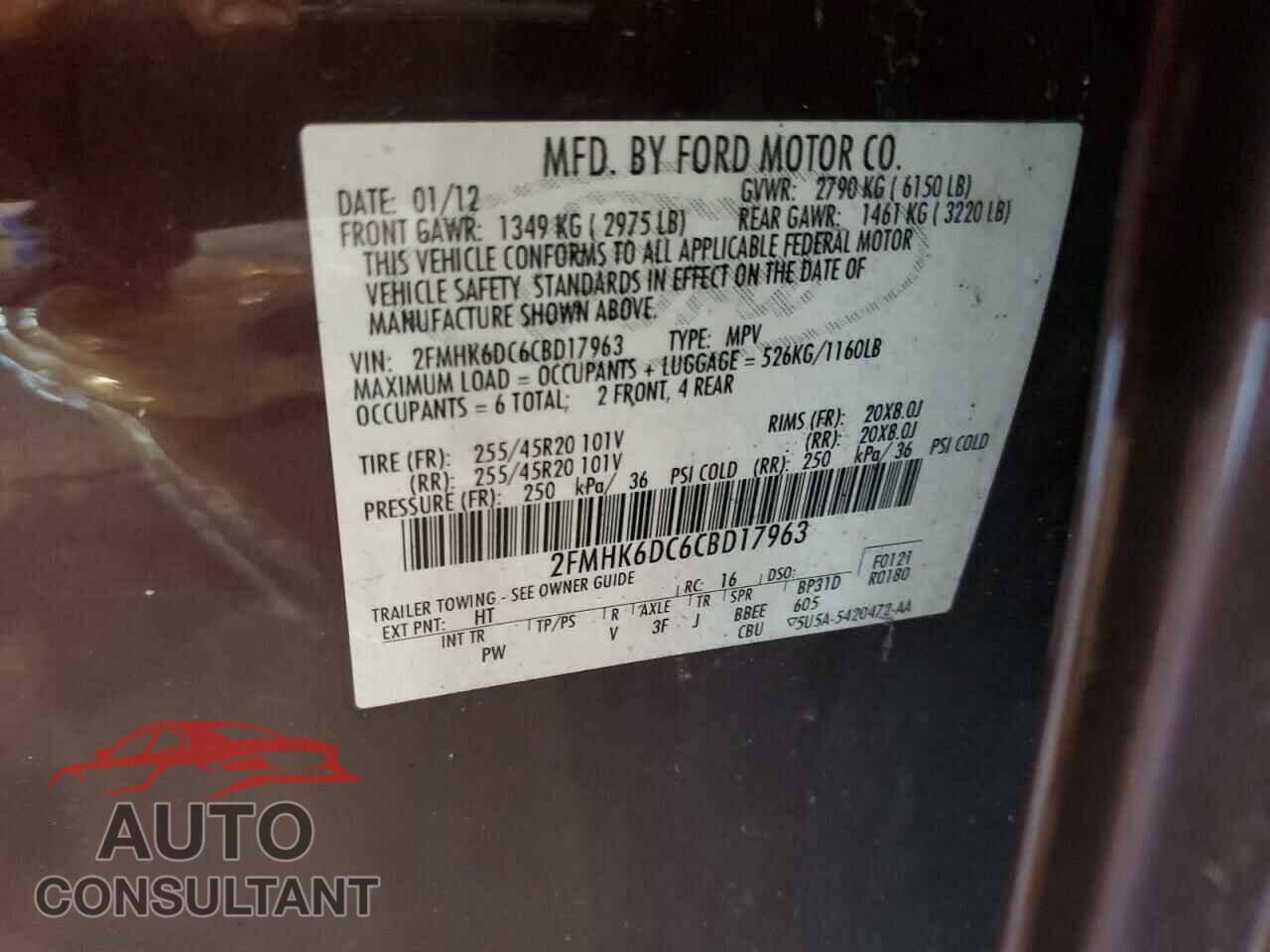 FORD FLEX 2012 - 2FMHK6DC6CBD17963