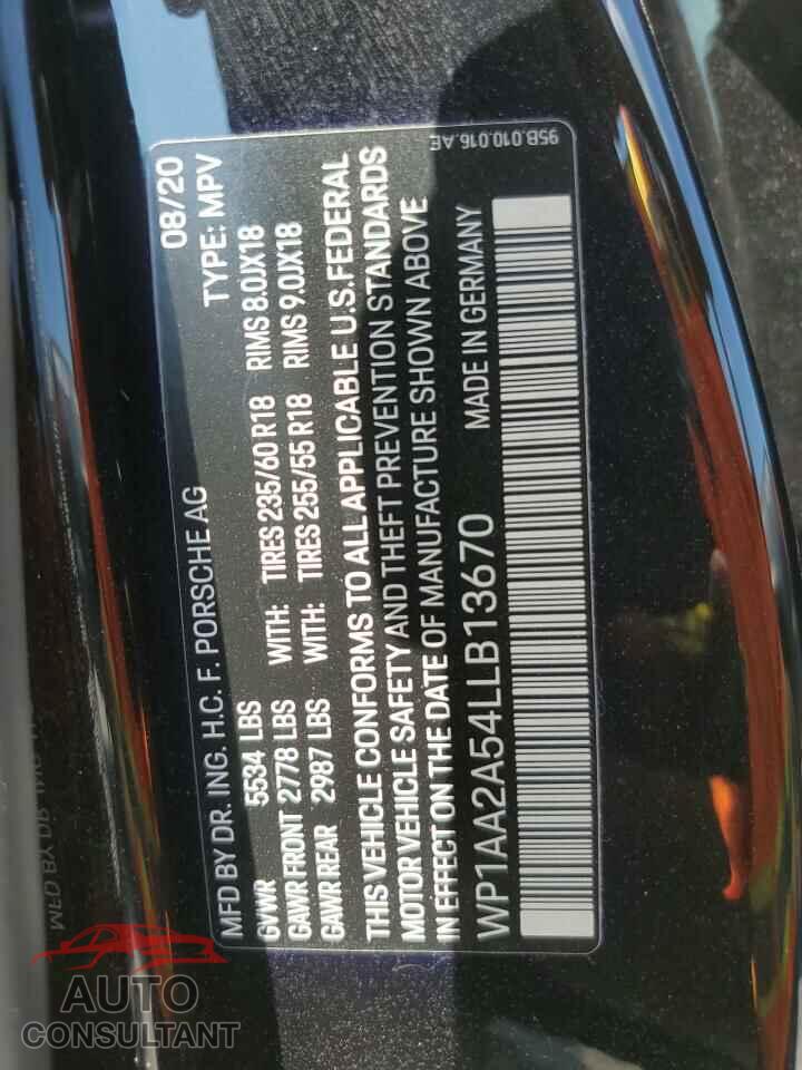 PORSCHE MACAN 2020 - WP1AA2A54LLB13670
