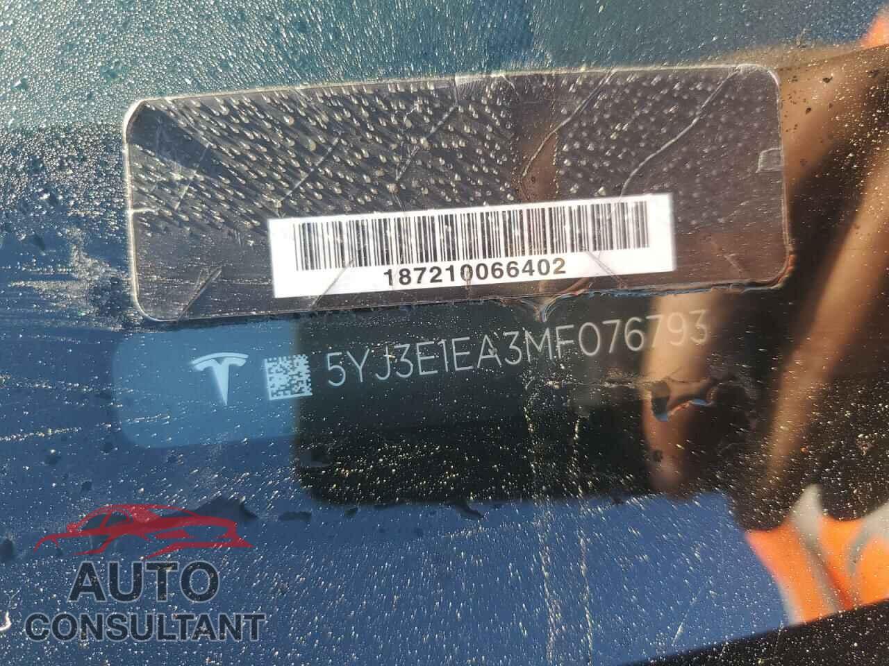 TESLA MODEL 3 2021 - 5YJ3E1EA3MF076793