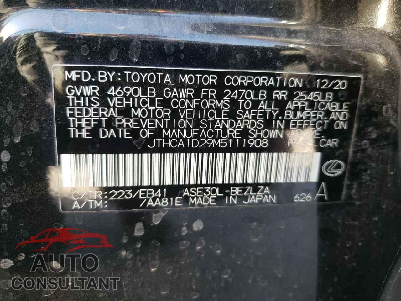 LEXUS IS 2021 - JTHCA1D29M5111908