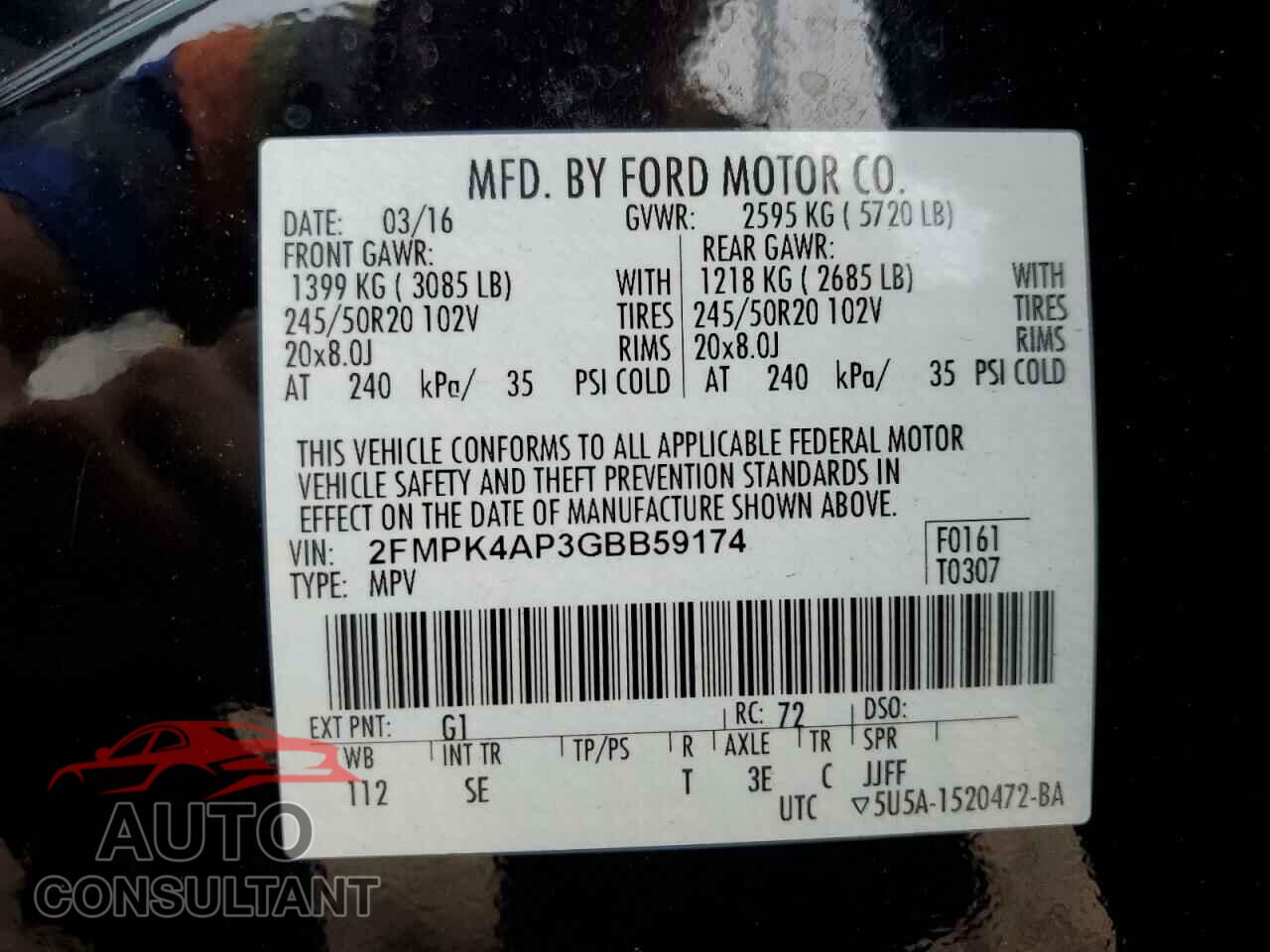 FORD EDGE 2016 - 2FMPK4AP3GBB59174