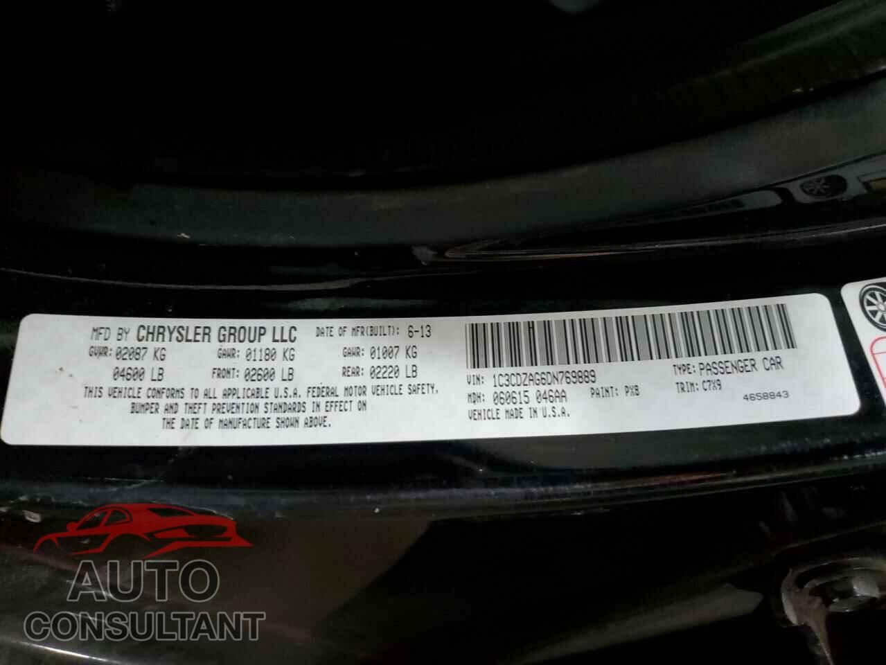 DODGE AVENGER 2013 - 1C3CDZAG6DN769889