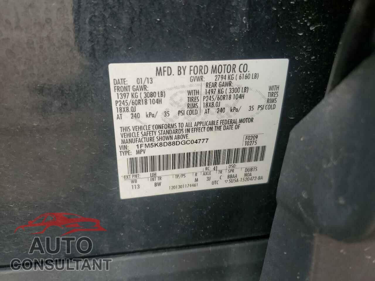 FORD EXPLORER 2013 - 1FM5K8D88DGC04777