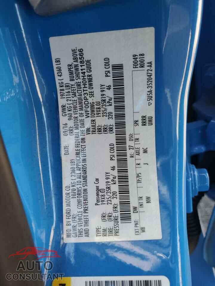 FORD FOCUS 2017 - WF0DP3TH0H4118566