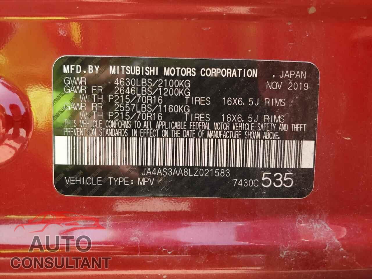 MITSUBISHI ECLIPSE 2020 - JA4AS3AA8LZ021583