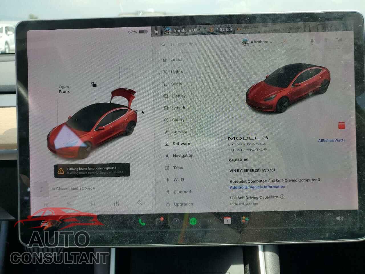 TESLA MODEL 3 2019 - 5YJ3E1EB2KF496731