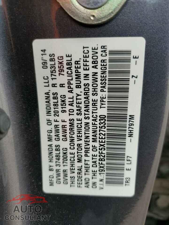 HONDA CIVIC 2014 - 19XFB2F5XEE275330