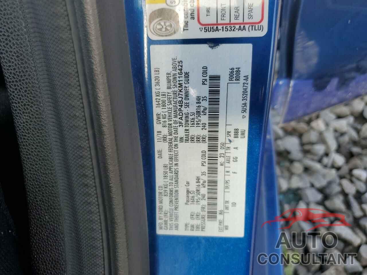 FORD FIESTA 2019 - 3FADP4BJ7KM116425