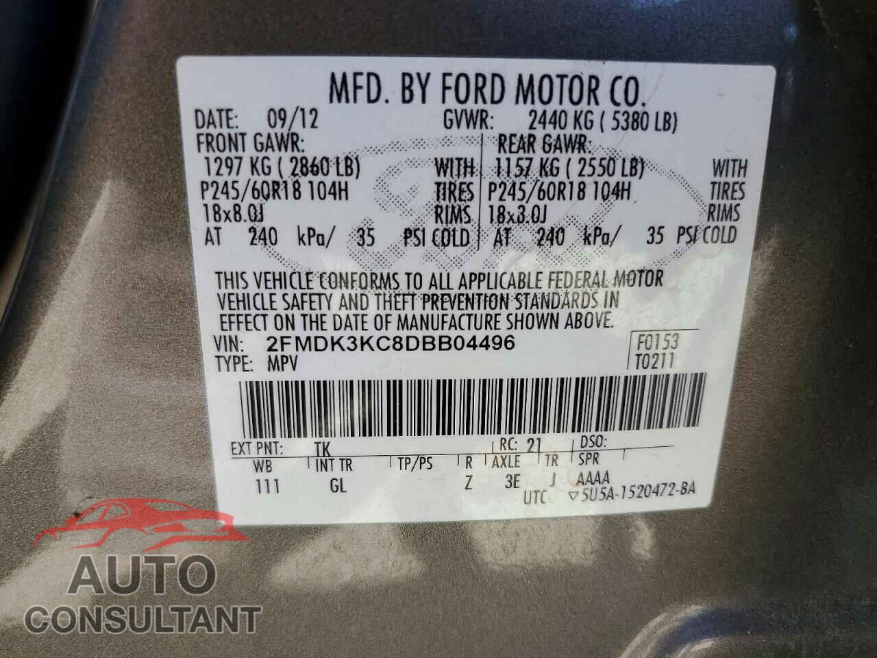 FORD EDGE 2013 - 2FMDK3KC8DBB04496