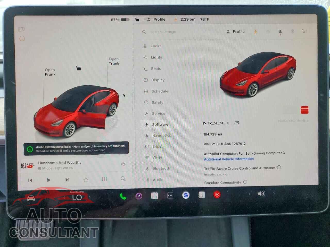 TESLA MODEL 3 2022 - 5YJ3E1EA8NF287912