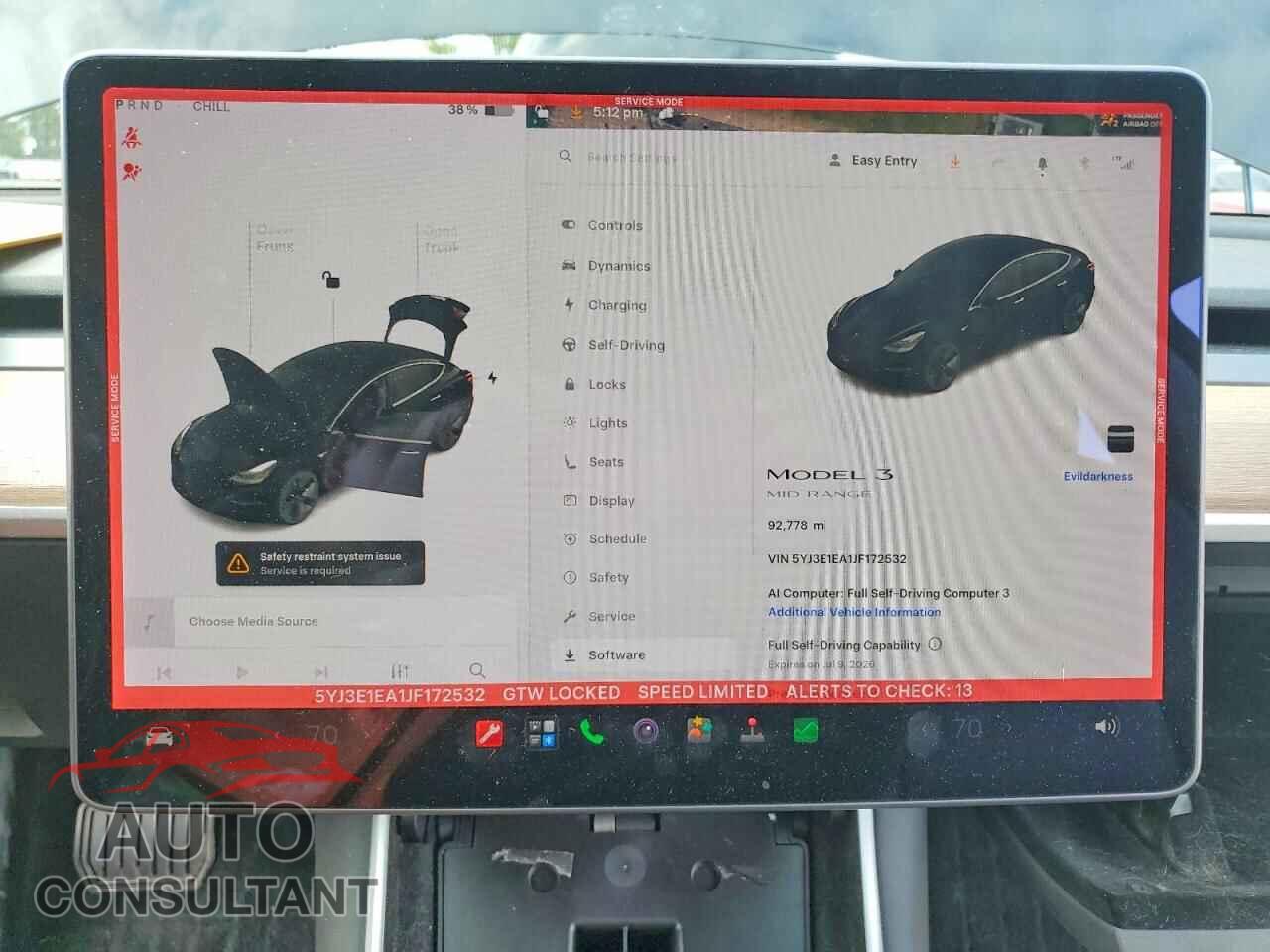 TESLA MODEL 3 2018 - 5YJ3E1EA1JF172532