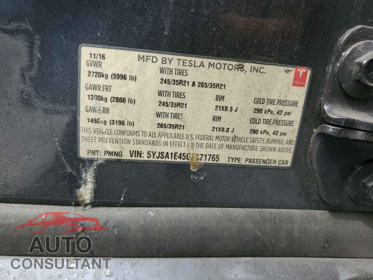 TESLA MODEL S 2016 - 5YJSA1E45GF171765