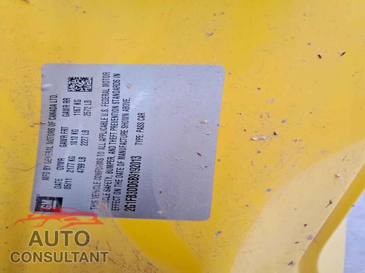 CHEVROLET CAMARO 2011 - 2G1FB3DD6B9192013
