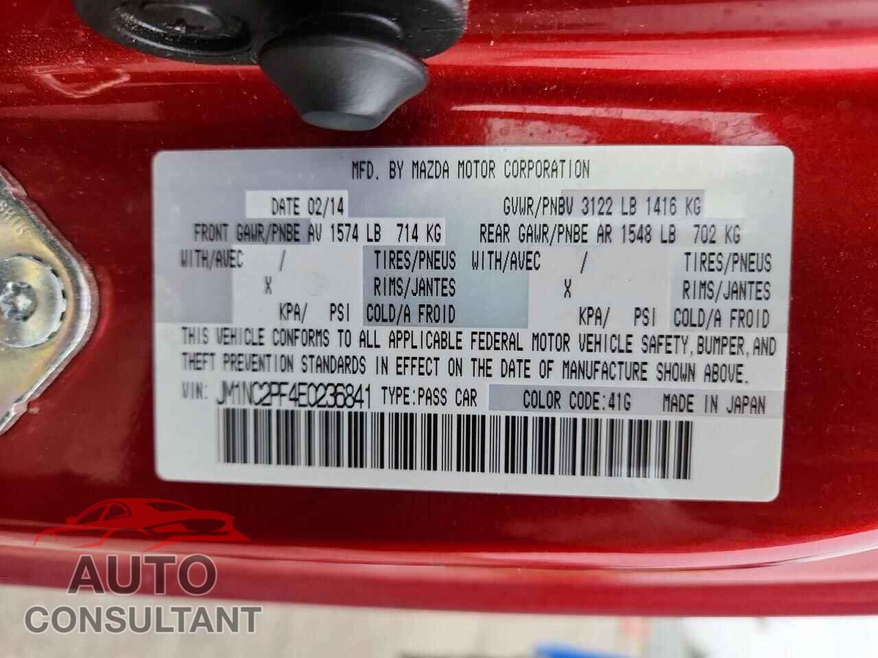 MAZDA MX5 2014 - JM1NC2PF4E0236841