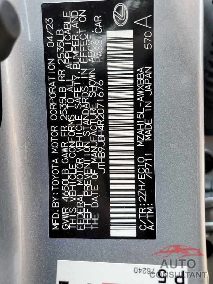 LEXUS UX 250H BA 2024 - JTHB9JBH4R2071676