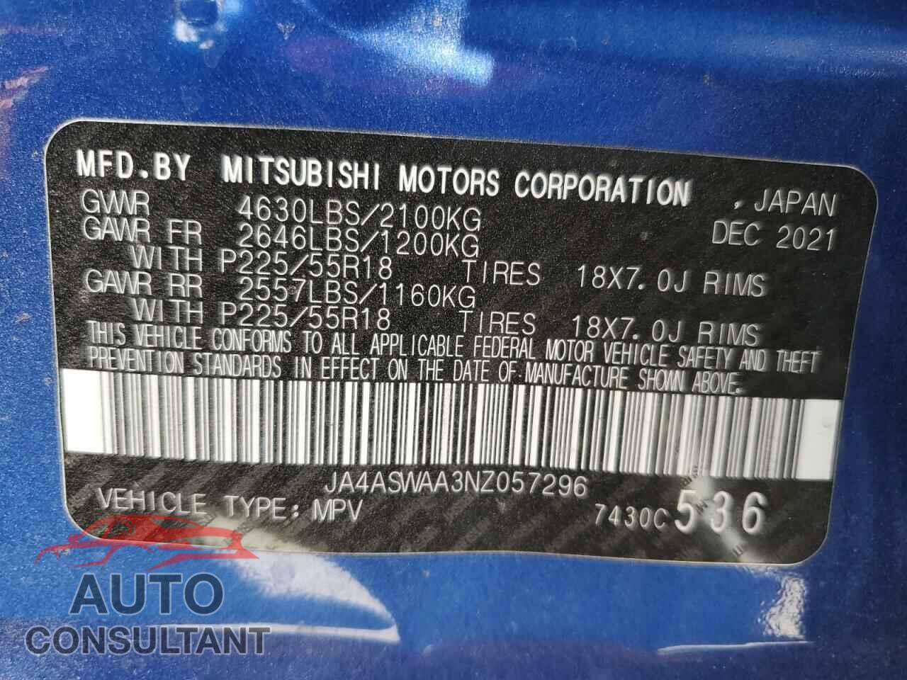 MITSUBISHI ECLIPSE 2022 - JA4ASWAA3NZ057296