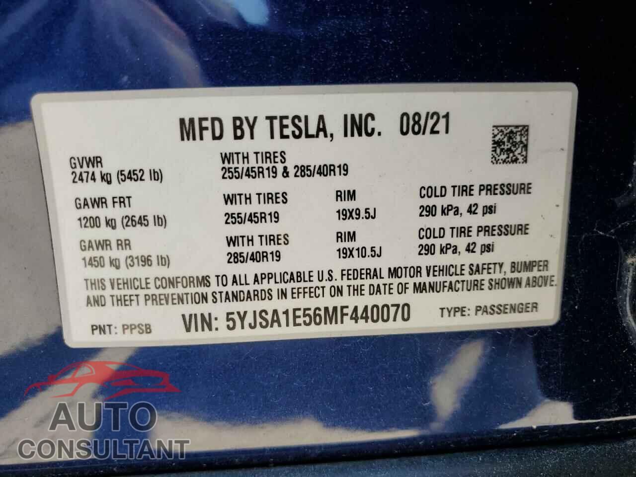 TESLA MODEL S 2021 - 5YJSA1E56MF440070