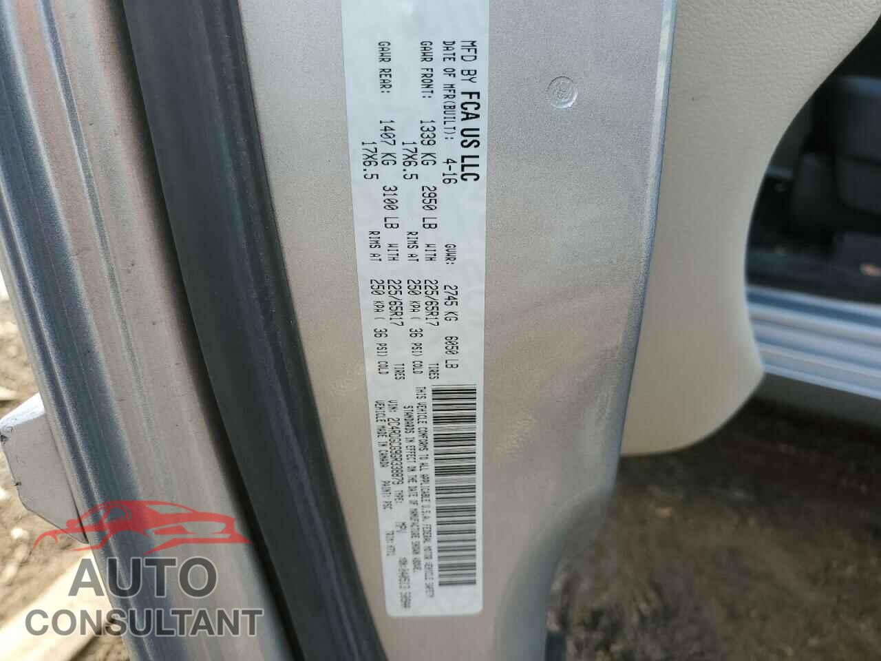 DODGE CARAVAN 2016 - 2C4RDGCG9GR338879