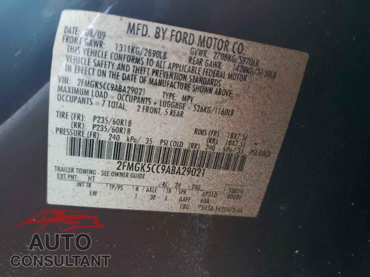FORD FLEX 2010 - 2FMGK5CC9ABA29021