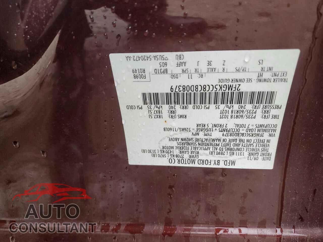 FORD FLEX 2012 - 2FMGK5CC8CBD08379