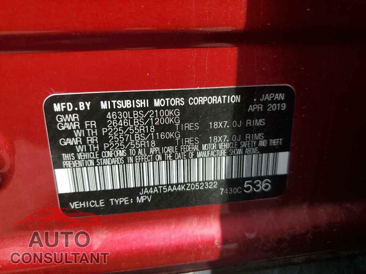 MITSUBISHI ECLIPSE 2019 - JA4AT5AA4KZ052322