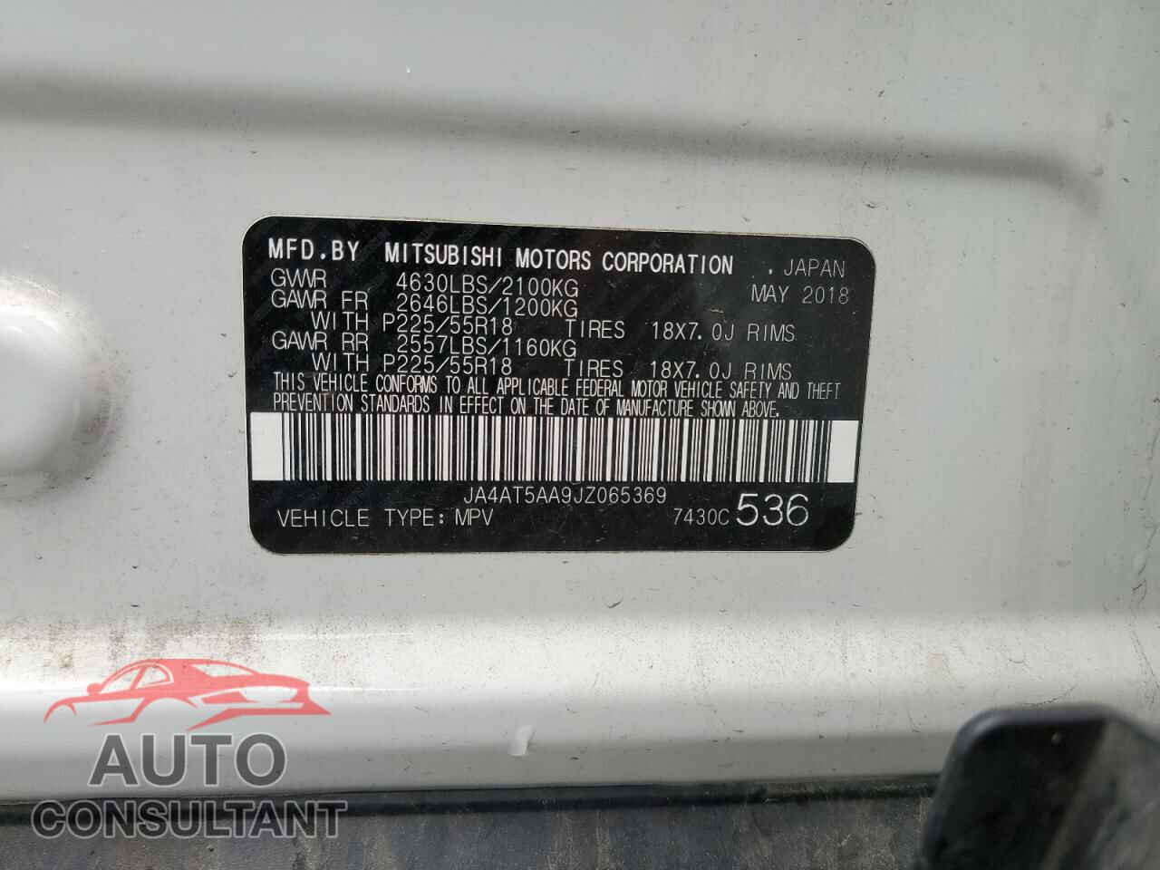 MITSUBISHI ECLIPSE 2018 - JA4AT5AA9JZ065369