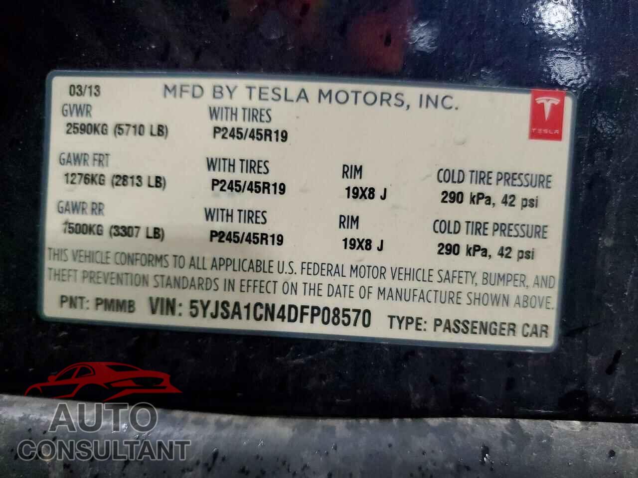 TESLA MODEL S 2013 - 5YJSA1CN4DFP08570