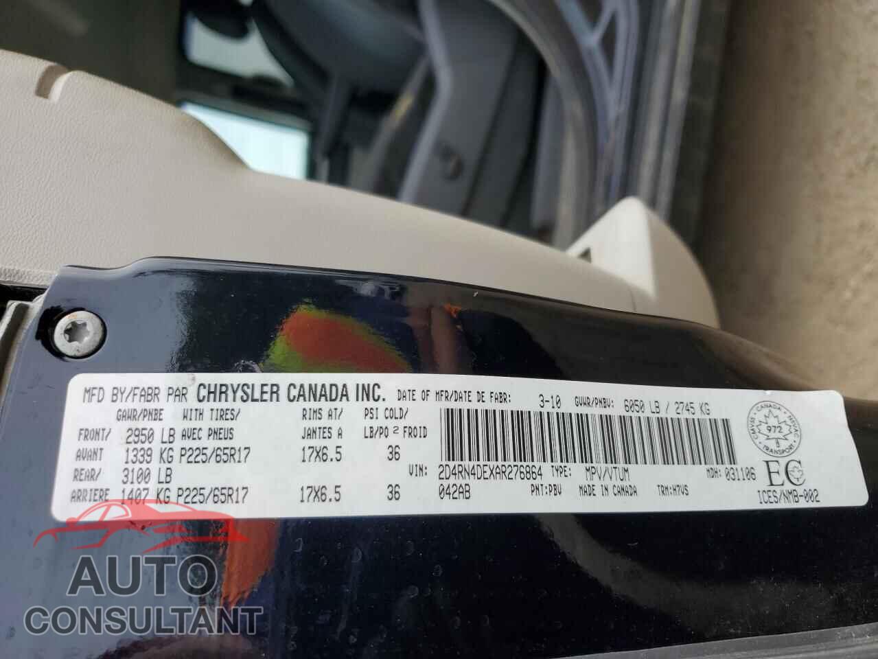 DODGE CARAVAN 2010 - 2D4RN4DEXAR276864