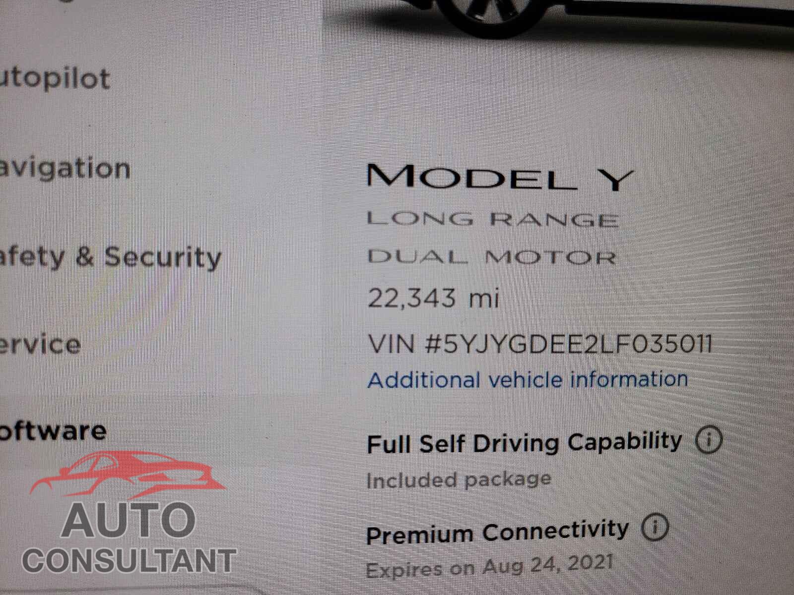 TESLA MODEL Y 2020 - 5YJYGDEE2LF035011