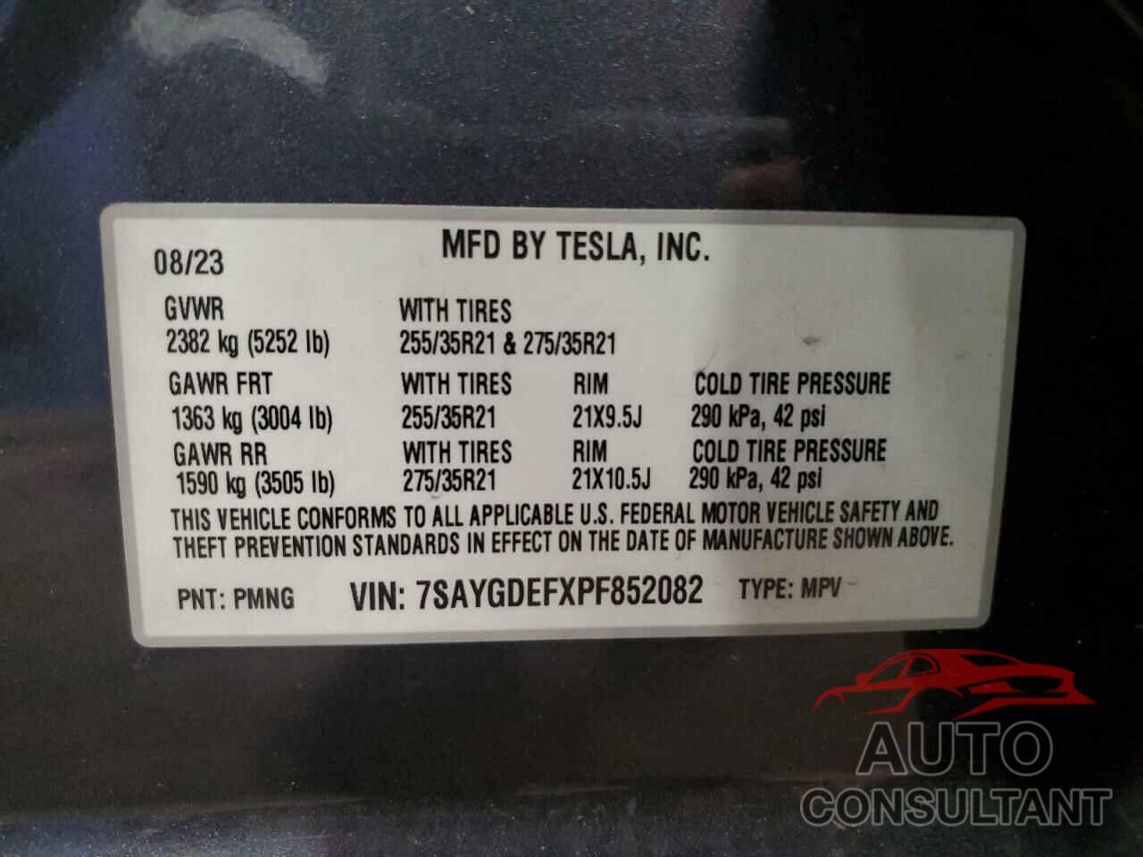 TESLA MODEL Y 2023 - 7SAYGDEFXPF852082