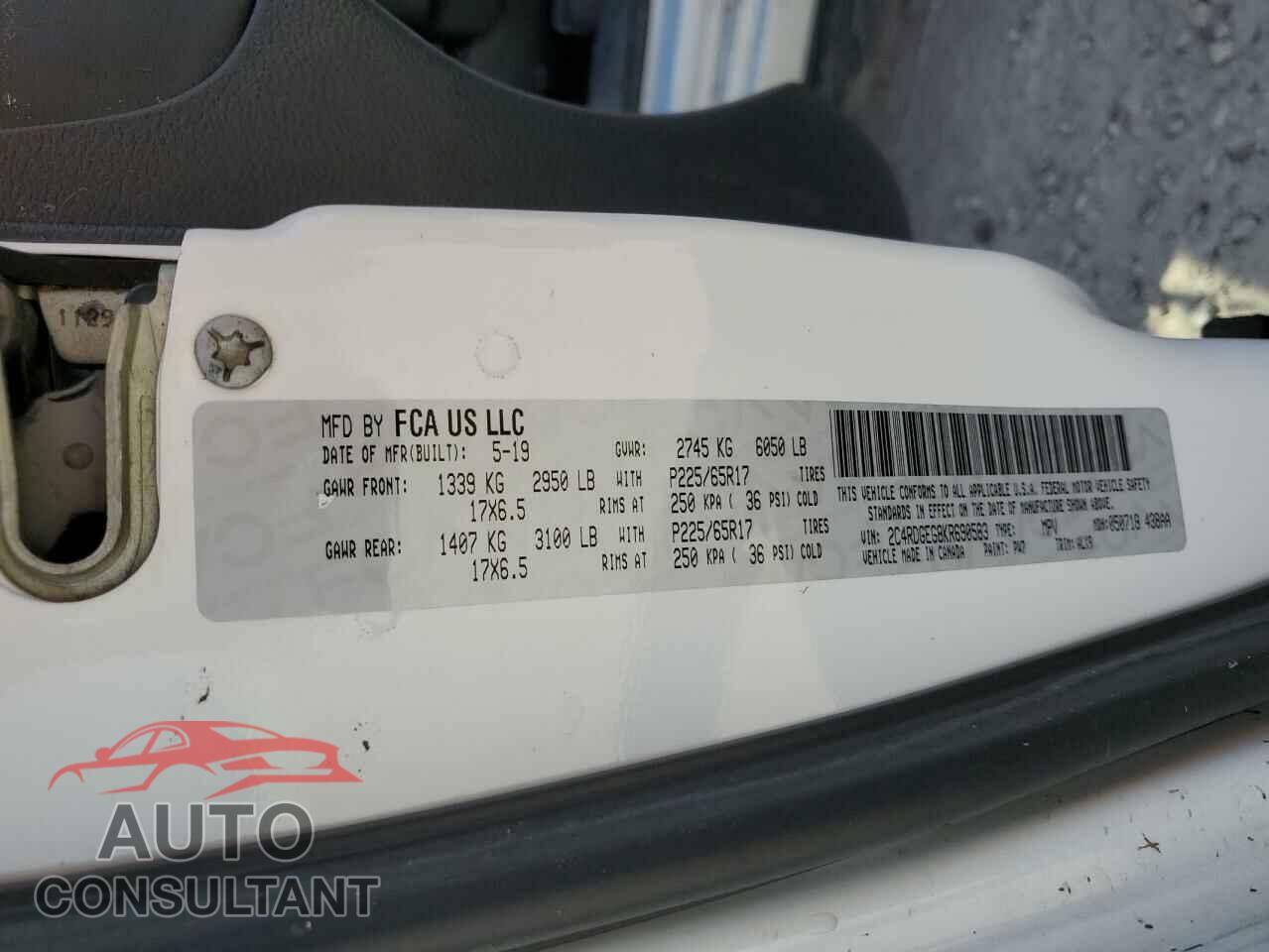 DODGE CARAVAN 2019 - 2C4RDGEG8KR690583