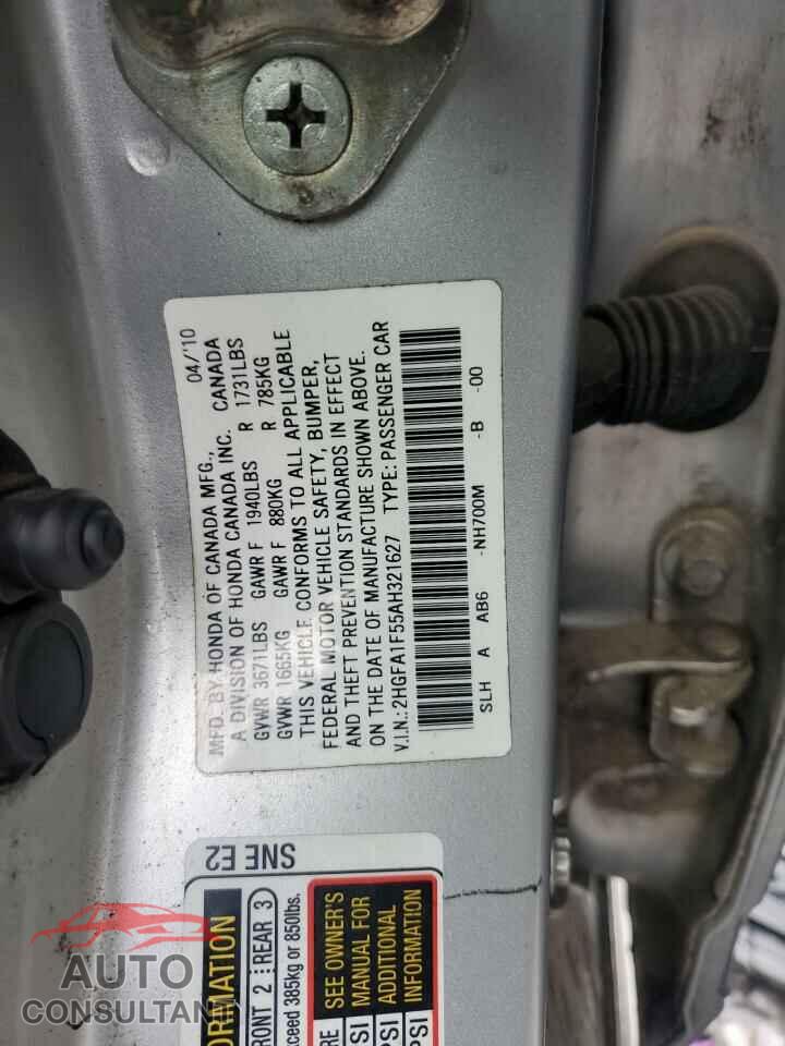 HONDA CIVIC 2010 - 2HGFA1F55AH321627