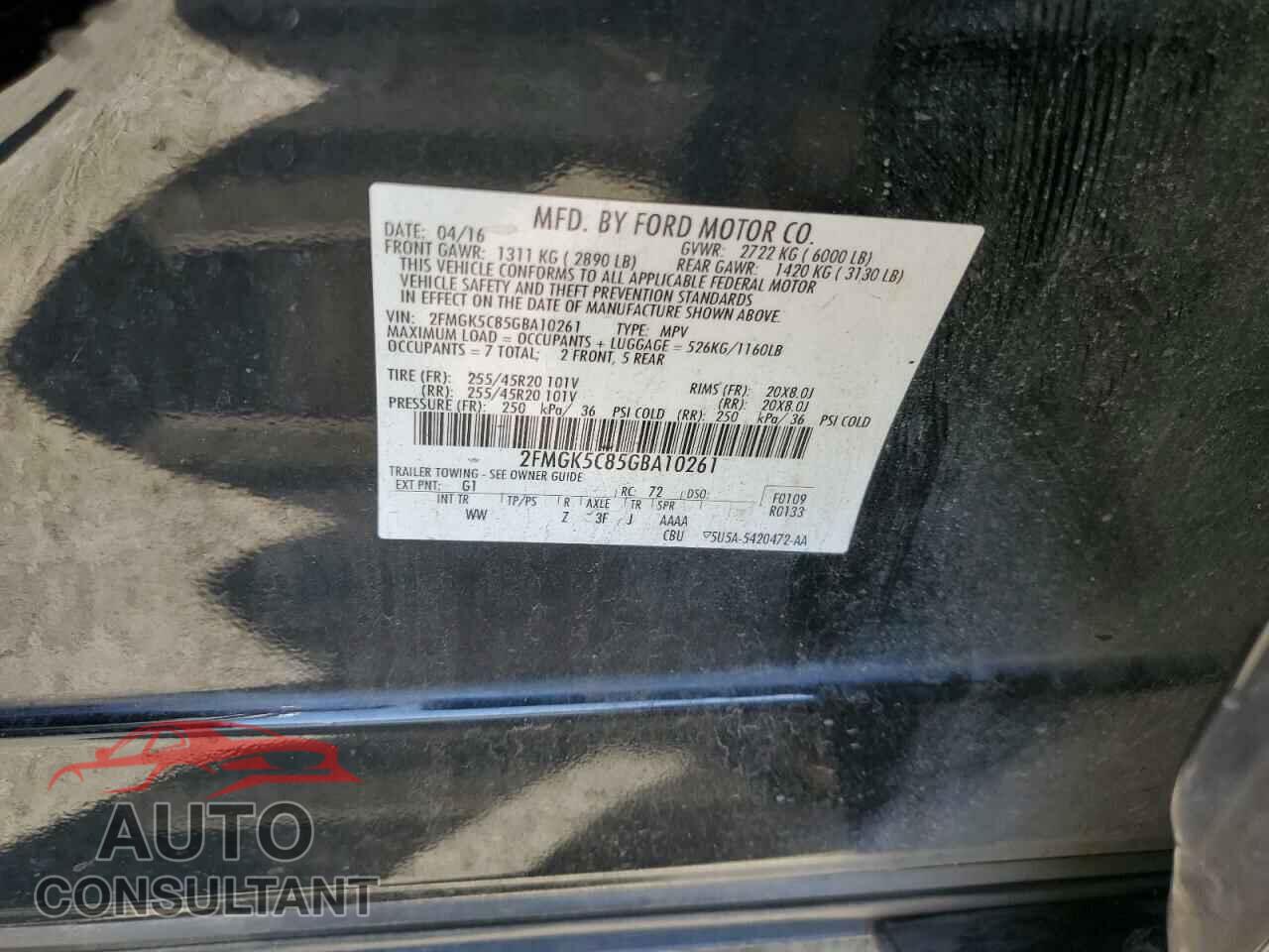 FORD FLEX 2016 - 2FMGK5C85GBA10261