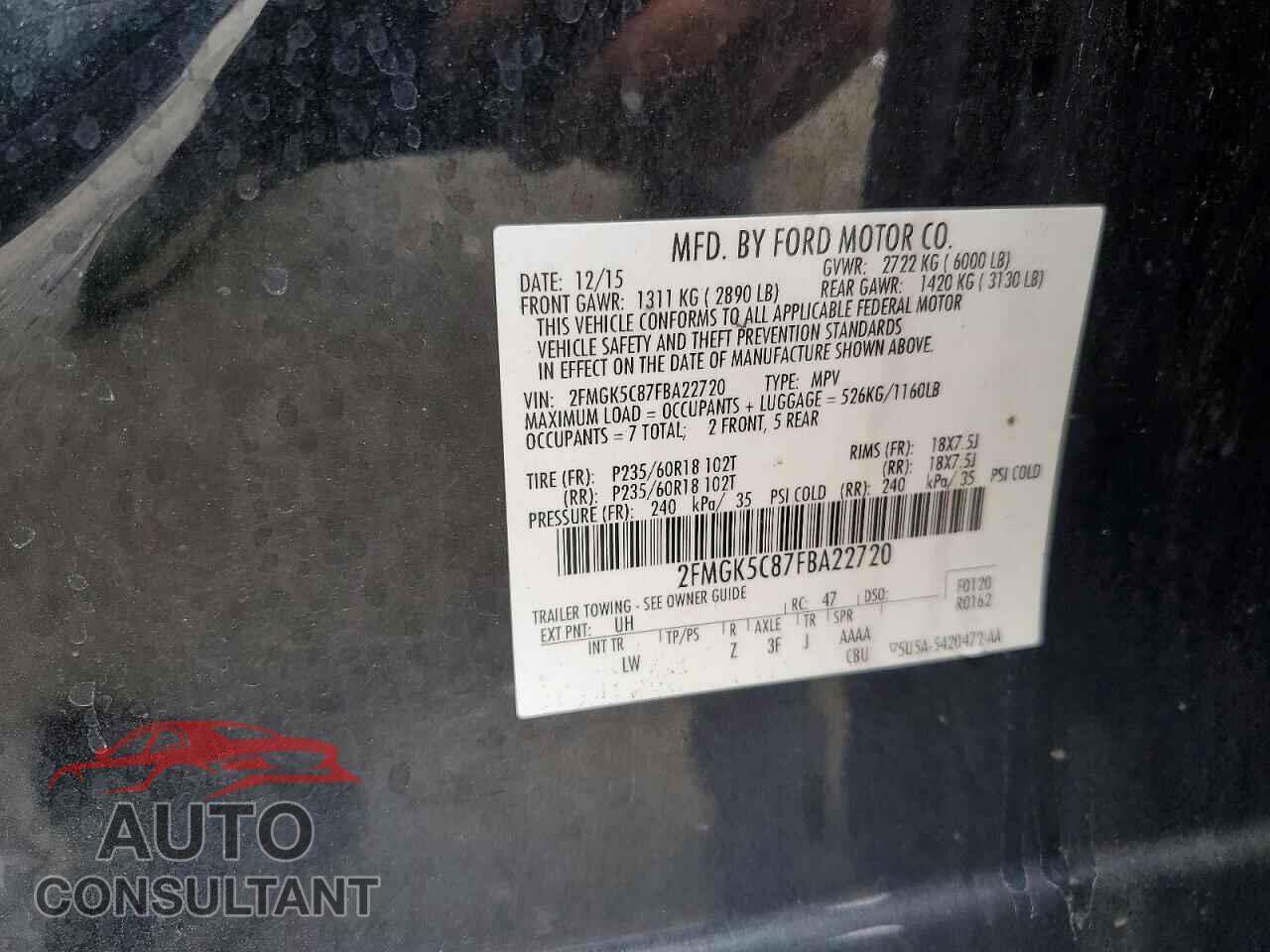 FORD FLEX 2015 - 2FMGK5C87FBA22720