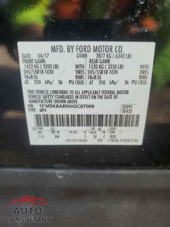 FORD EXPLORER 2017 - 1FM5K8AR0HGC87009