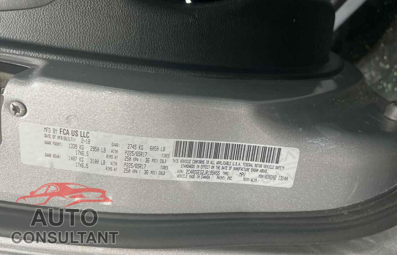 DODGE CARAVAN 2018 - 2C4RDGEG2JR195455