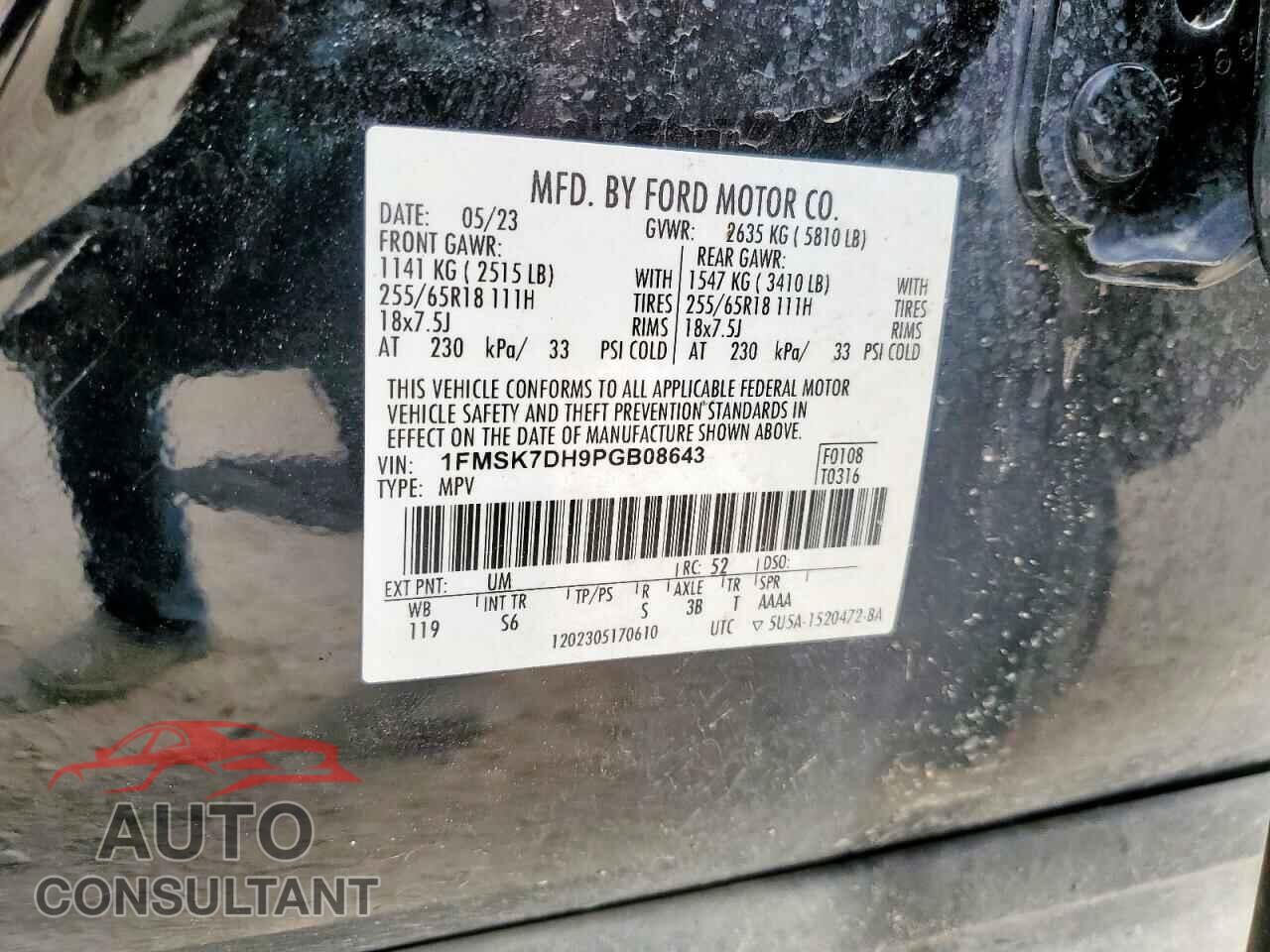 FORD EXPLORER 2023 - 1FMSK7DH9PGB08643
