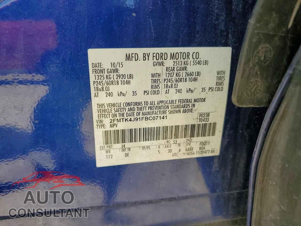 FORD EDGE 2015 - 2FMTK4J91FBC07141
