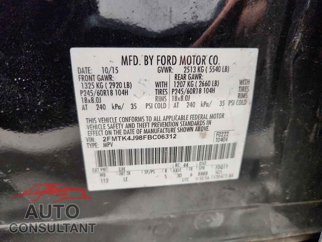 FORD EDGE 2015 - 2FMTK4J98FBC06312
